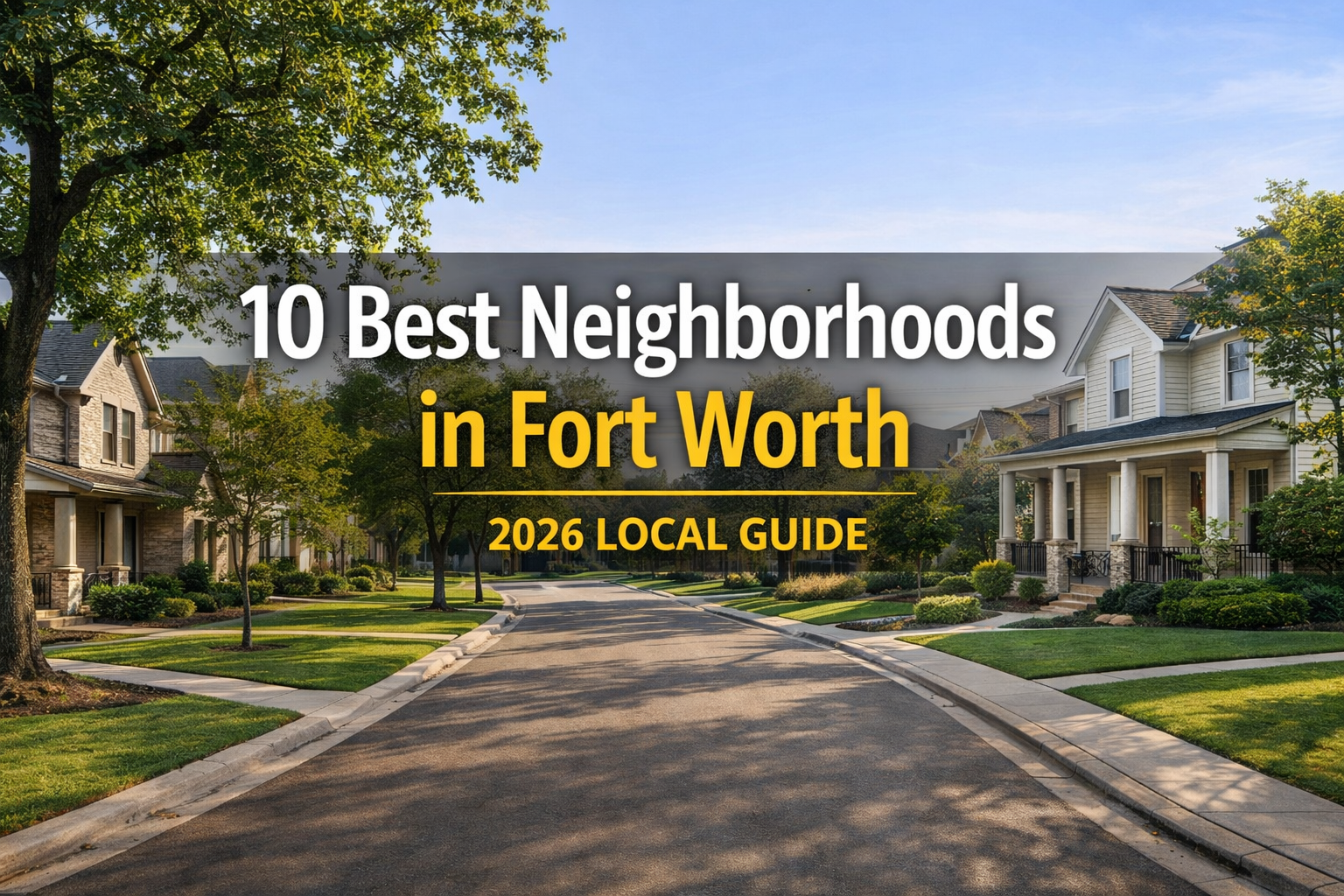 beautiful residential neighborhood in Fort Worth Texas with modern homes and tree-lined streets