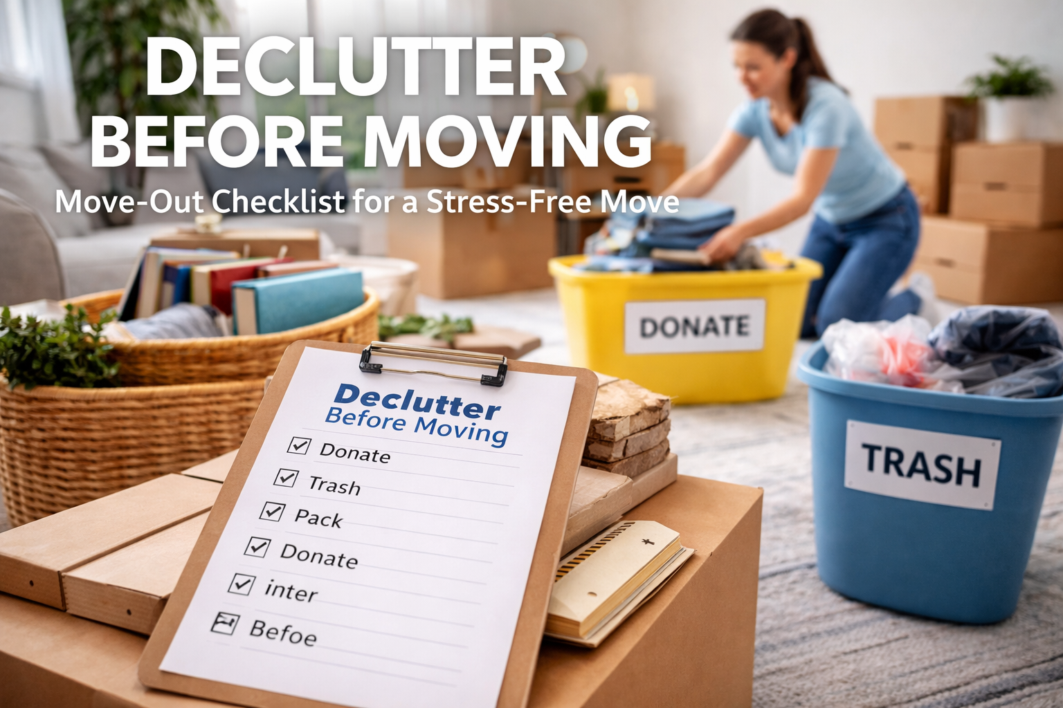 decluttering home before move out in Fort Worth Texas checklist