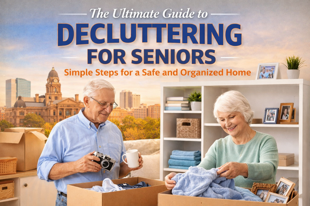Senior organizing and decluttering home in Fort Worth Texas