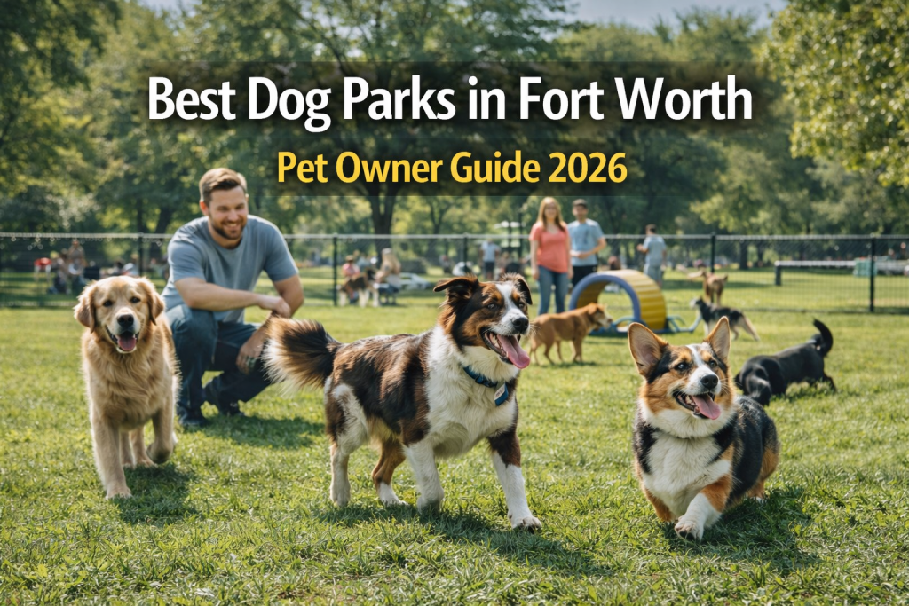 dogs playing at a dog park in Fort Worth Texas