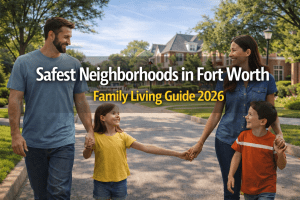 family neighborhood street in Fort Worth Texas