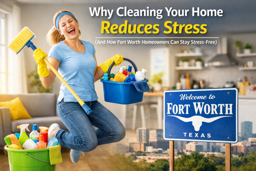 A happy house cleaning professional