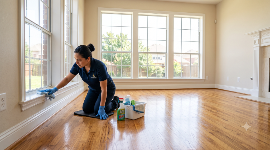 Kleen-It Maids professional team performing detailed move-out cleaning in an Arlington TX home